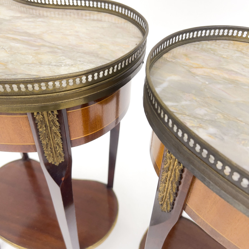 Pair of French Empire Style Kidney Bean Bedside Tables