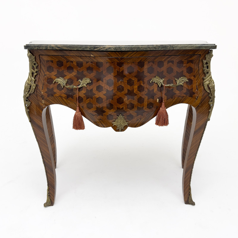 Louis XV Style Marble Top Marquetry Commode