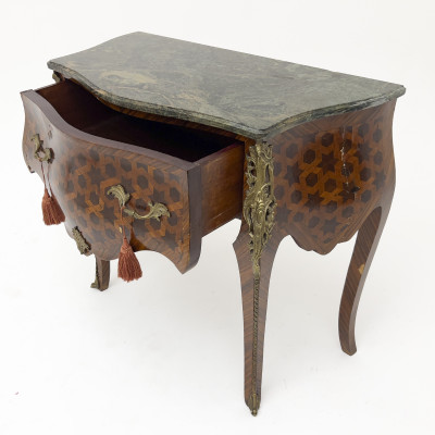Louis XV Style Marble Top Marquetry Commode