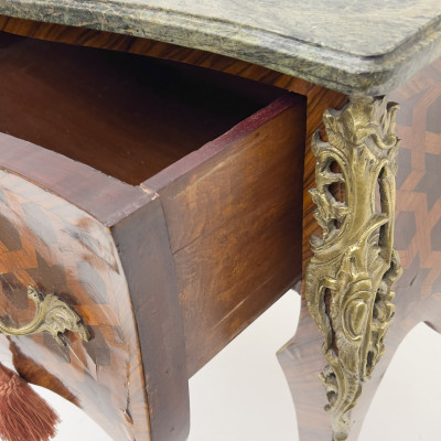 Louis XV Style Marble Top Marquetry Commode