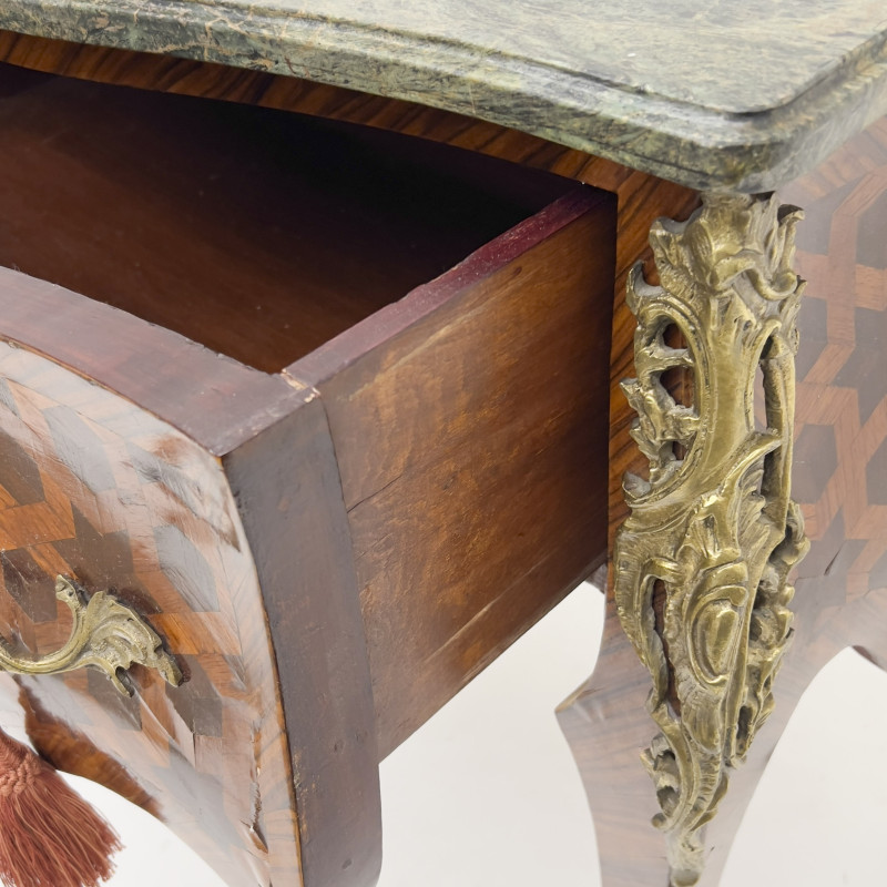 Louis XV Style Marble Top Marquetry Commode