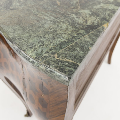 Louis XV Style Marble Top Marquetry Commode