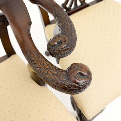 A Pair of Chippendale Style Carved Armchairs