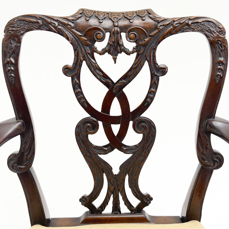 A Pair of Chippendale Style Carved Armchairs