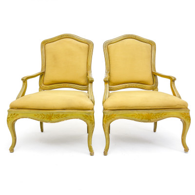 Image for Lot Yale R. Burge - Pair of Louis XV Style Genovese Fauteuil