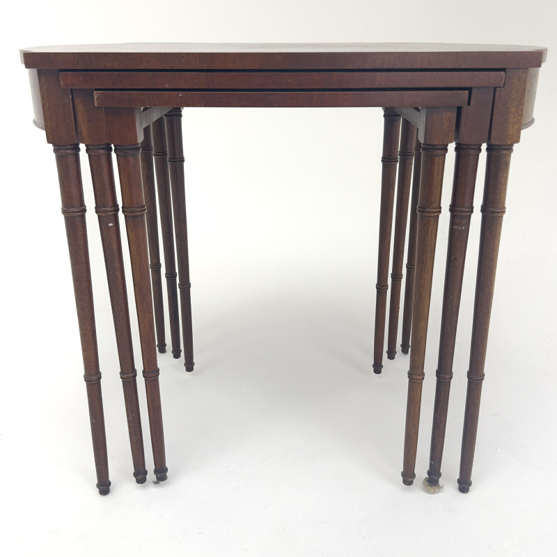 Baker Furniture - Mahogany Faux Bamboo Nesting Tables