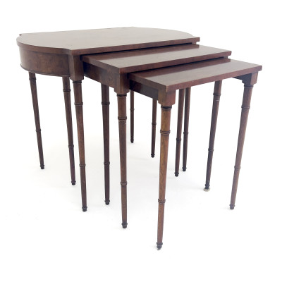 Image for Lot Baker Furniture - Mahogany Faux Bamboo Nesting Tables