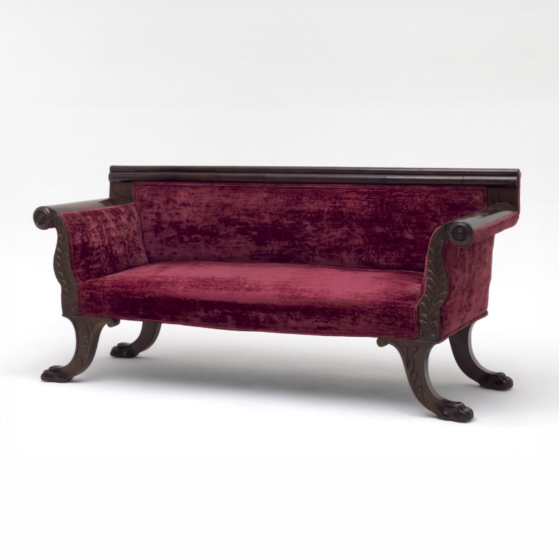 Empire Style Red Velvet Sofa
