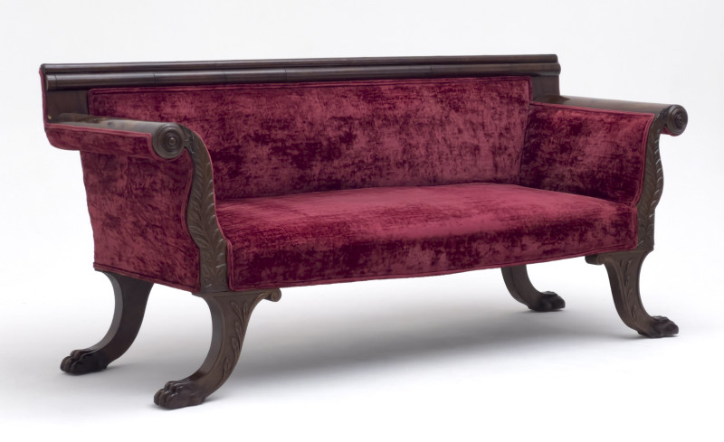 Empire Style Red Velvet Sofa