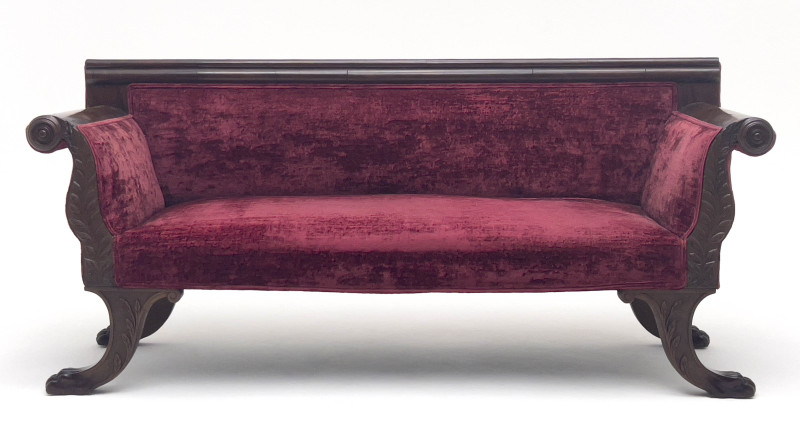Empire Style Red Velvet Sofa