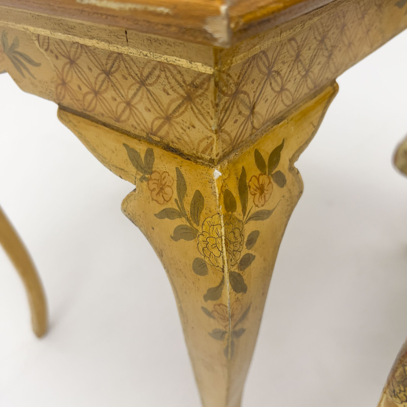 Pair of Ochre-Painted Chinoiserie Tray Top Side Tables