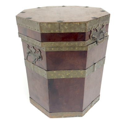 Image for Lot Oak and Brass Octagonal Cellarette