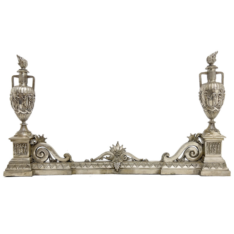 Rococo Style Silver Fireplace Fender