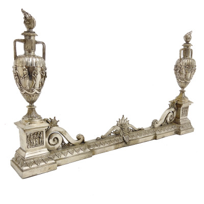 Rococo Style Silver Fireplace Fender