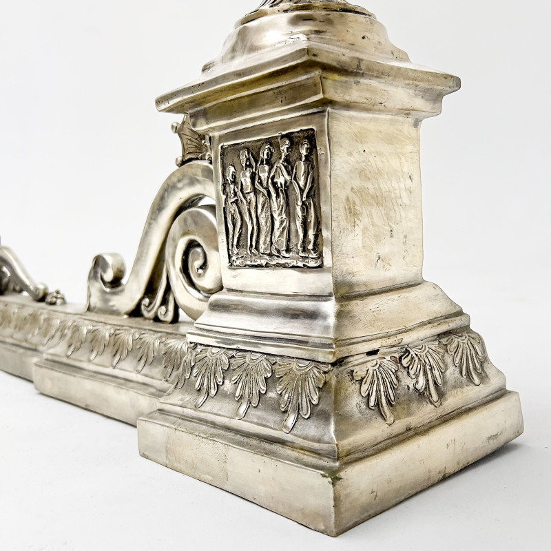 Rococo Style Silver Fireplace Fender