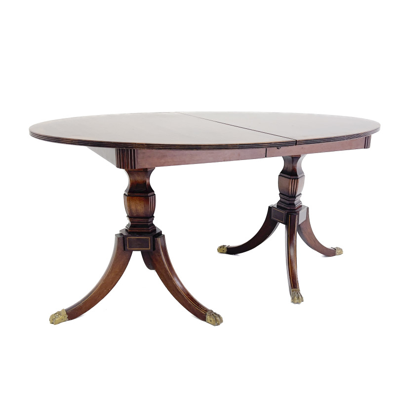Regency Style Double Pedestal Mahogany Dining Table