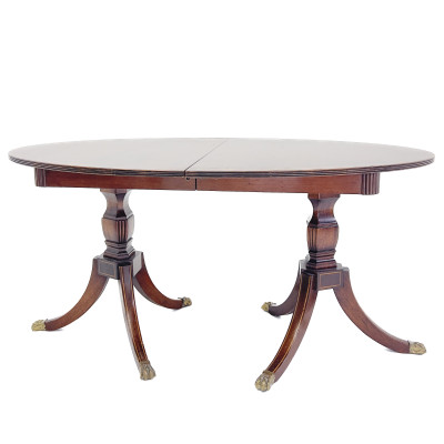Regency Style Double Pedestal Mahogany Dining Table