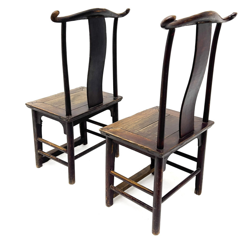 A Pair of Chinese Yoke Back Official's Hat Chairs