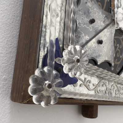 Venetian Etched and Blue Glass Mirror