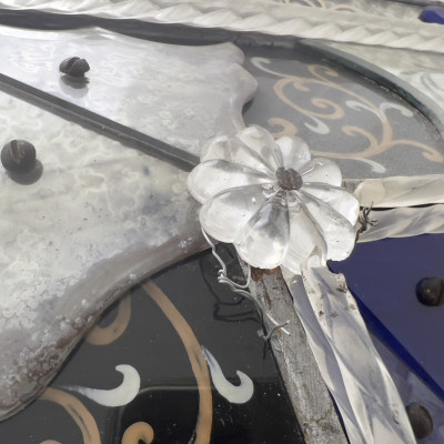 Venetian Etched and Blue Glass Mirror