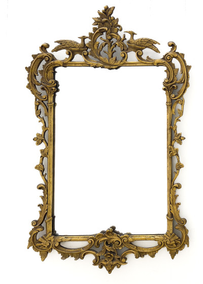 Image for Lot Rococo Style Gilt Wood Mirror with Love Birds