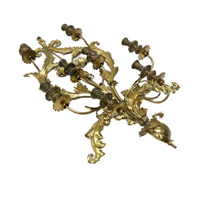Pair of Italian Gilt Wood 8-Light Candle Sconces