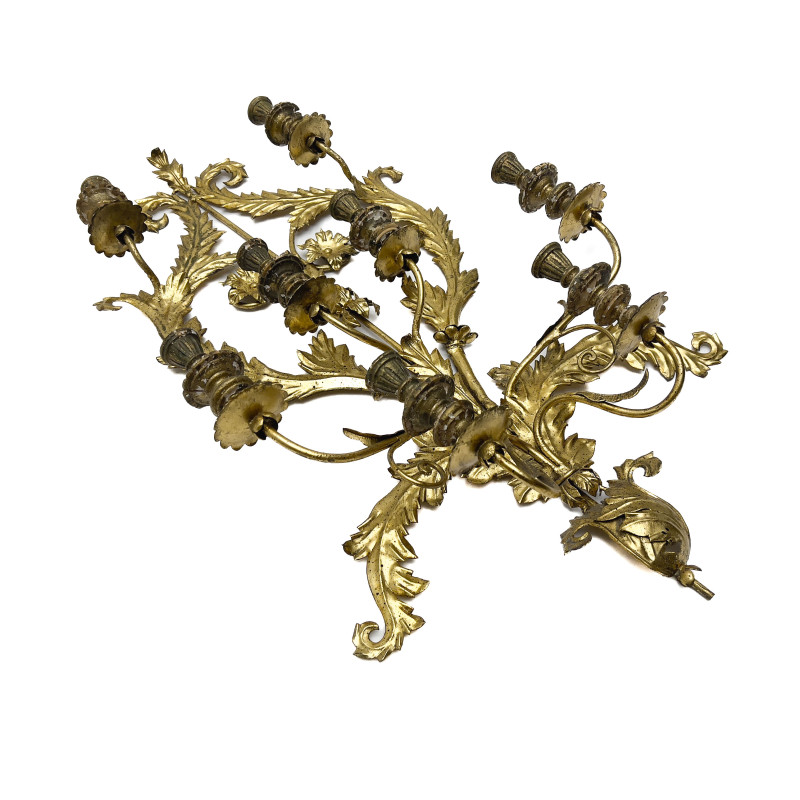 Pair of Italian Gilt Wood 8-Light Candle Sconces