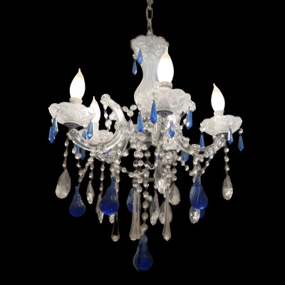 Image for Lot Venetian Chandelier with Blue Murano Glass Drops