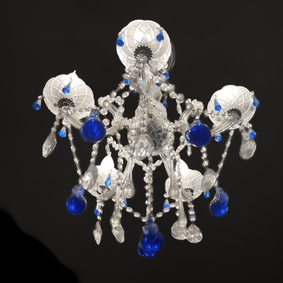 Venetian Chandelier with Blue Murano Glass Drops