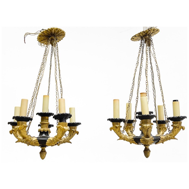 A Pair of French Empire Style Chandeliers