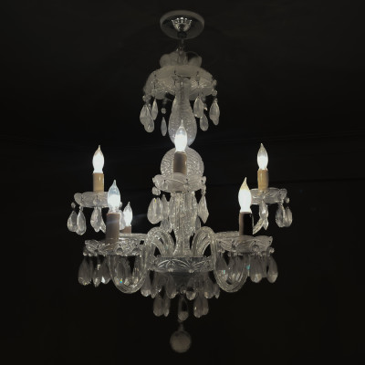 Image for Lot Waterford Style Eight Light Crystal Chandelier