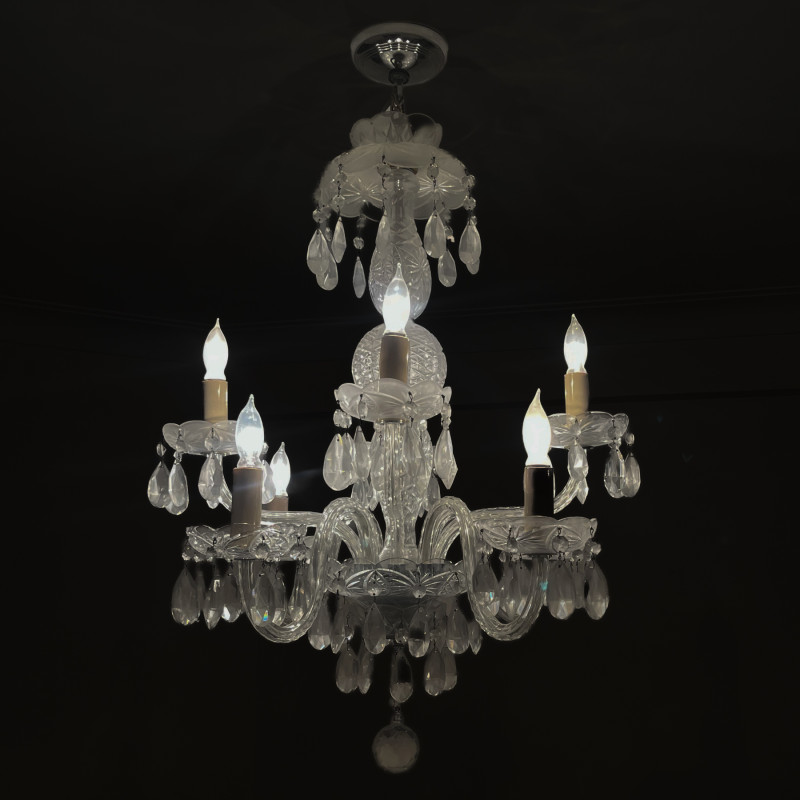 Waterford Style Eight Light Crystal Chandelier