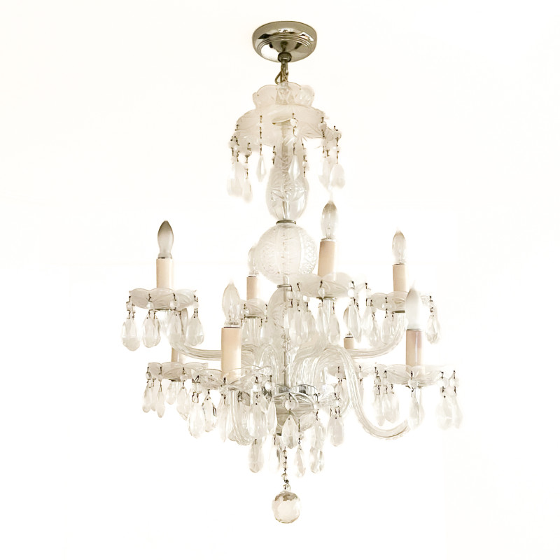 Waterford Style Eight Light Crystal Chandelier