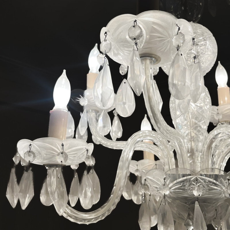 Waterford Style Eight Light Crystal Chandelier