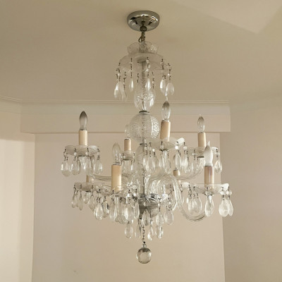 Waterford Style Eight Light Crystal Chandelier