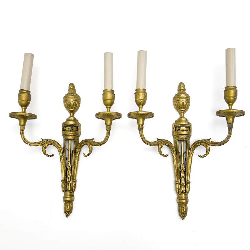 Pair of Gilt Bronze Neoclassical Style Sconces