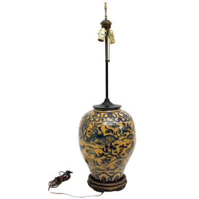 Persian Safavid Craquelure Vase, Mounted as a Lamp