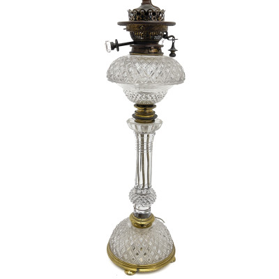 Hinks &amp; Son - Victorian Cut Crystal Oil Lamp (Converted)