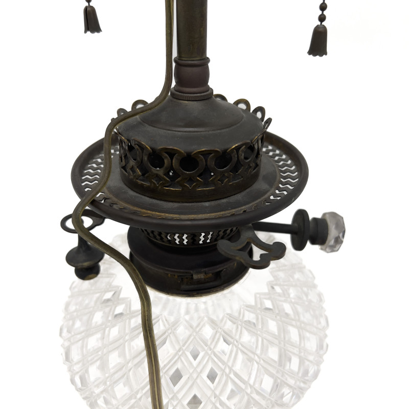 Hinks &amp; Son - Victorian Cut Crystal Oil Lamp (Converted)