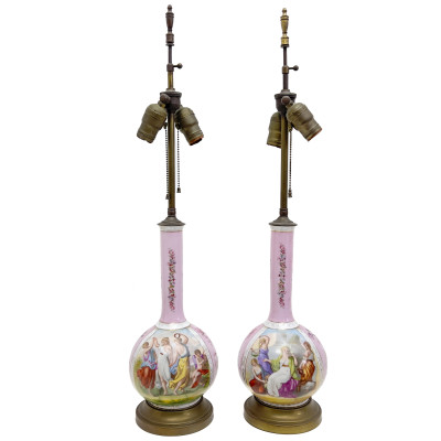Image for Lot Pair of Dresden Style Porcelain Table Lamps