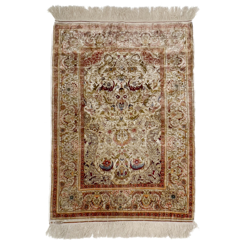 Turkish Hereke Silk Signed Rug