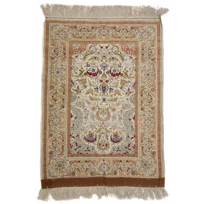 Turkish Hereke Silk Signed Rug