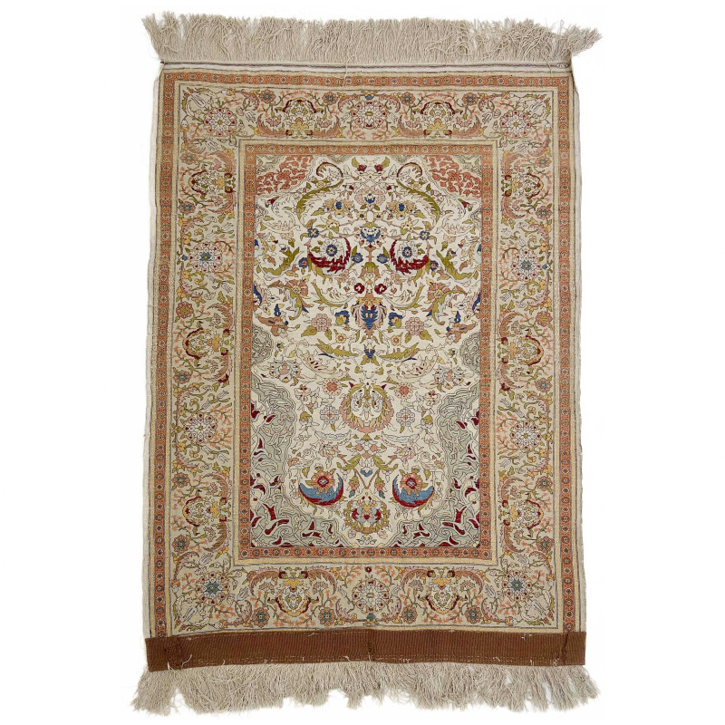 Turkish Hereke Silk Signed Rug