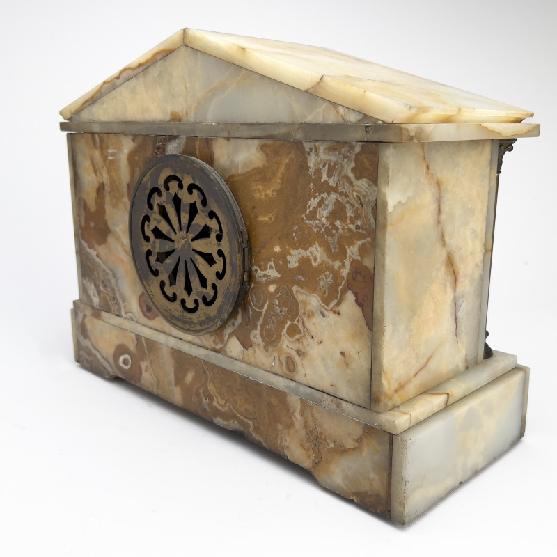 Neo Classical Gilt Brass Mounted Onyx Mantle Clock