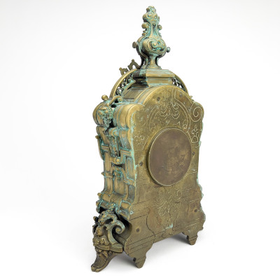 French Louis XIV Style Brass Mantel Clock
