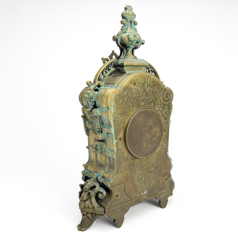French Louis XIV Style Brass Mantel Clock