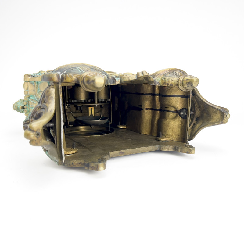 French Louis XIV Style Brass Mantel Clock