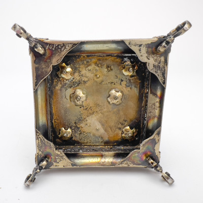 Viennese Gemstone Encrusted Silver Boudoir Clock