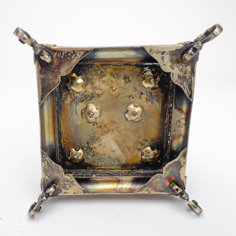 Viennese Gemstone Encrusted Silver Boudoir Clock