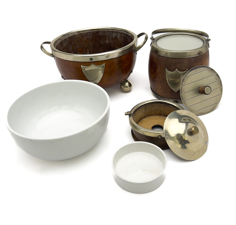 Antique English Silverplate and Oak Group Including Mappin &amp; Webb